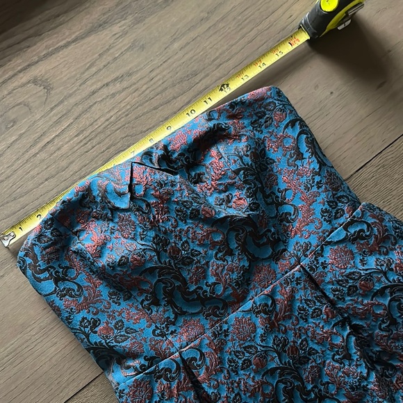 LEIFNOTES Anthropologie Paprika Brocade Blue Motif Strapless Dress Cruise Wear - Picture 8 of 8